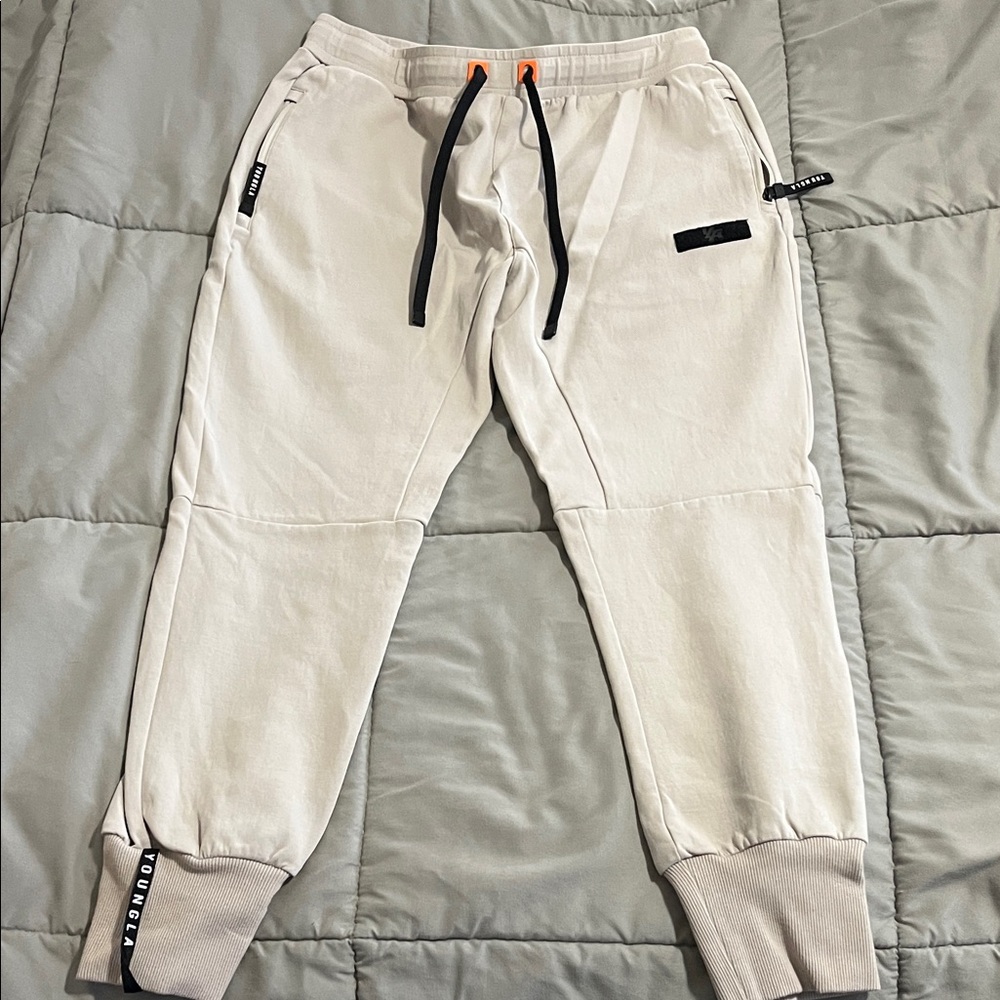 Men's YOUNGLA Cream Jogger Pants